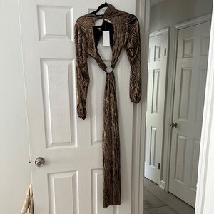 Elegant Brown Long Sleeve Dress